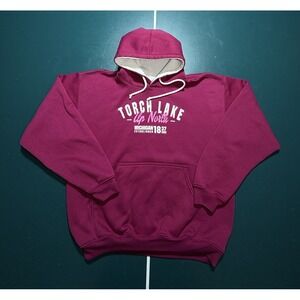 Vintage 90s Torch Lake Michigan Hoodie‎ Sweatshirt Men's Large Outdoor USA Made
